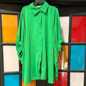 Entro Vibrant Green Casual Button-Down Shirt
